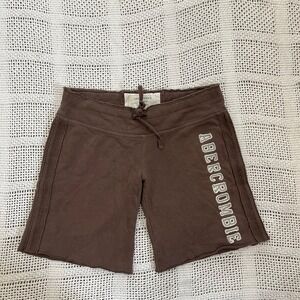 Abercrombie & Fitch Vintage Brown Sweat Shorts Womens XS Logo Moose Athletic